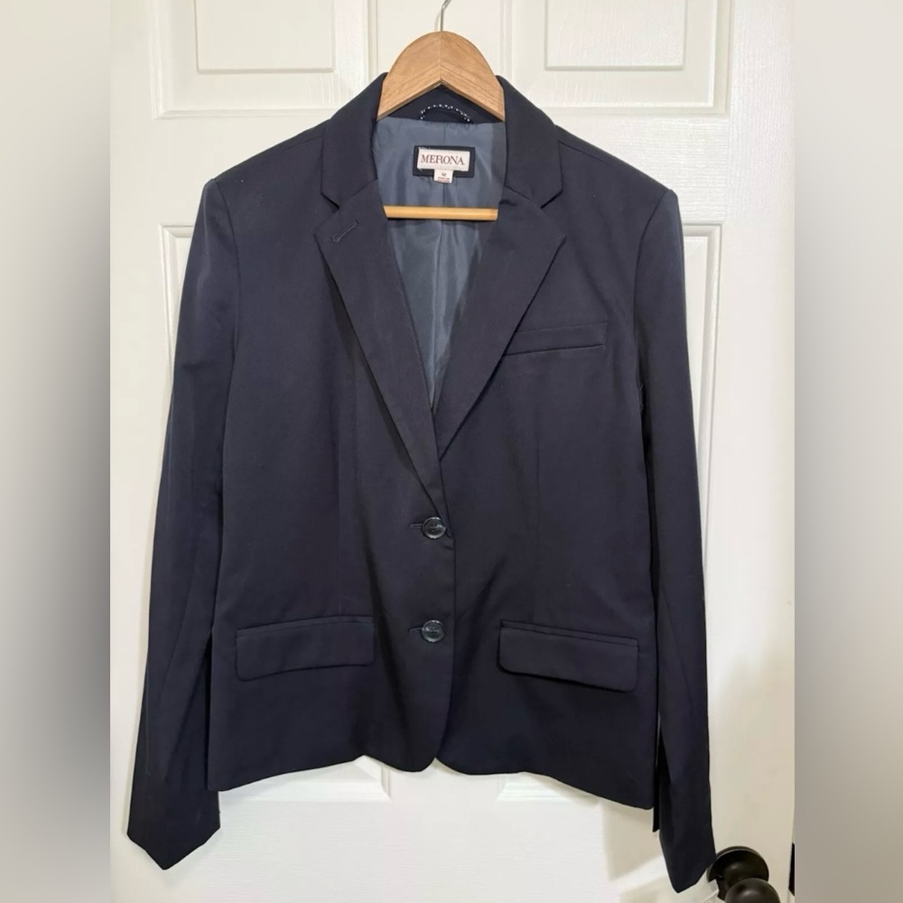 Merona Navy Blazer Woman’s size 10-12 **Please Read Description**